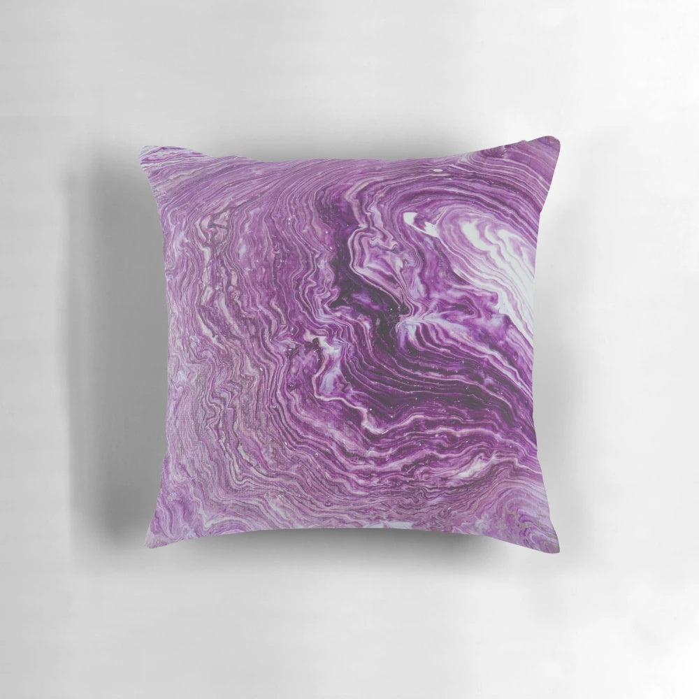 Vibrant abstract acrylic pour painting on a soft, plush throw pillow