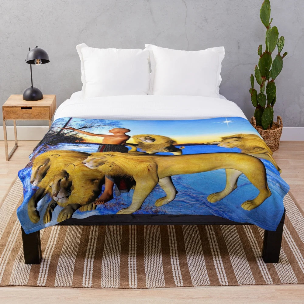 Colorful abstract animal print plush blanket