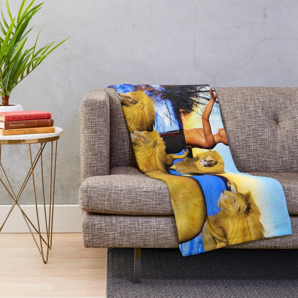Colorful abstract animal print plush blanket