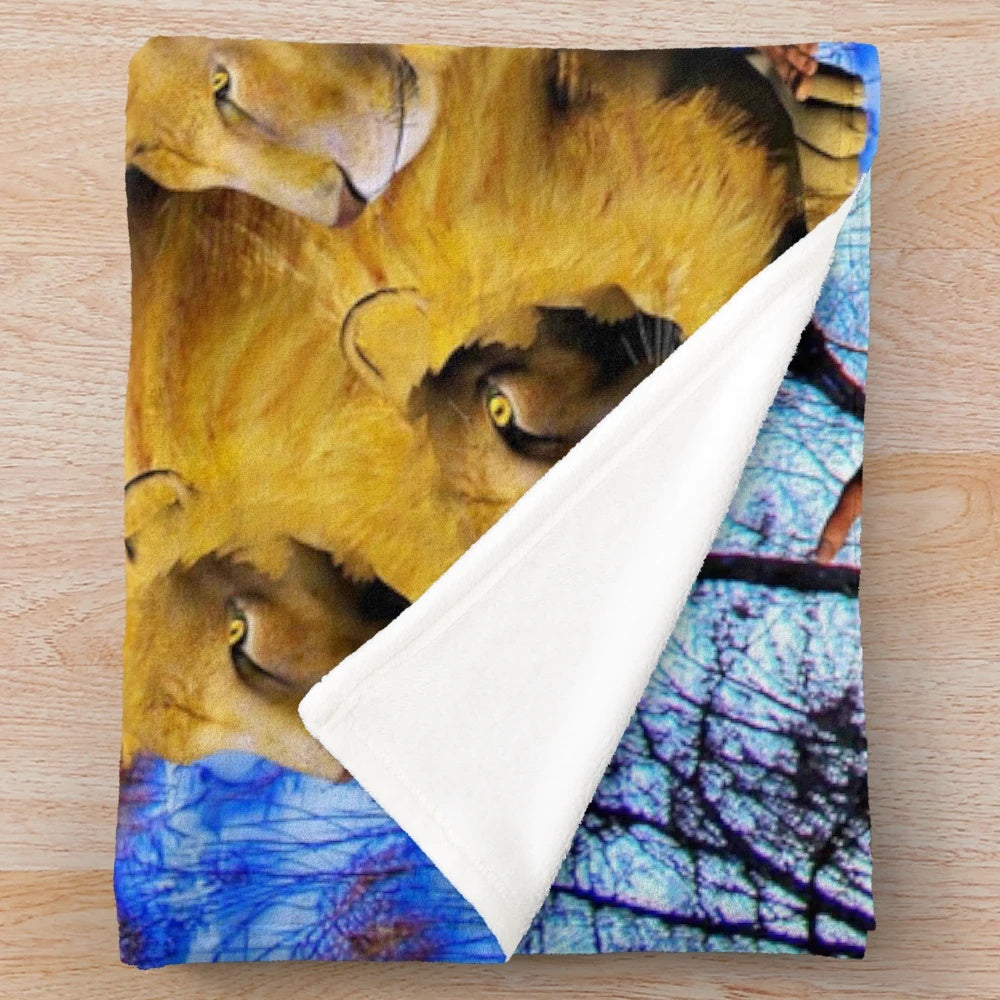 Colorful abstract animal print plush blanket