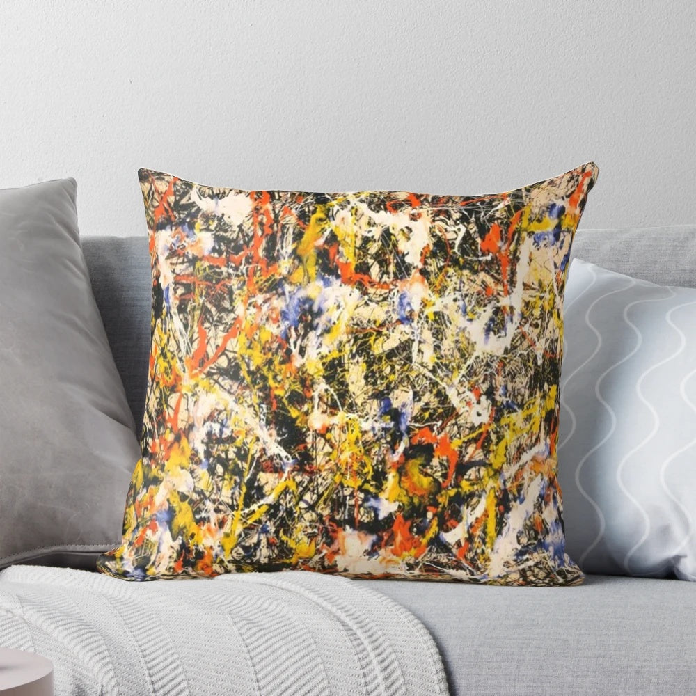 Colorful abstract painting in the style of Jackson Pollock