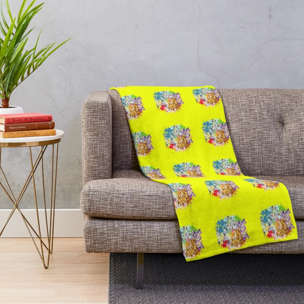 Colorful abstract art painting design on plush blanket