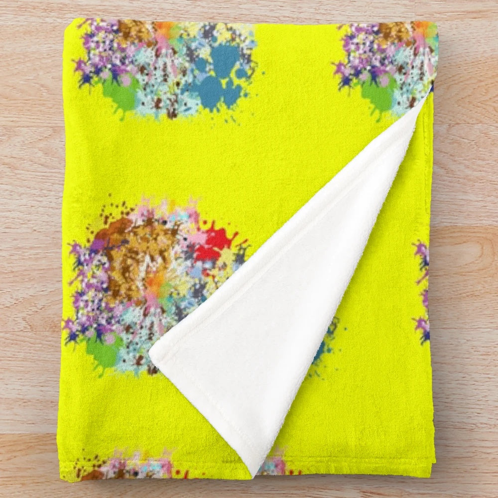 Colorful abstract art painting design on plush blanket