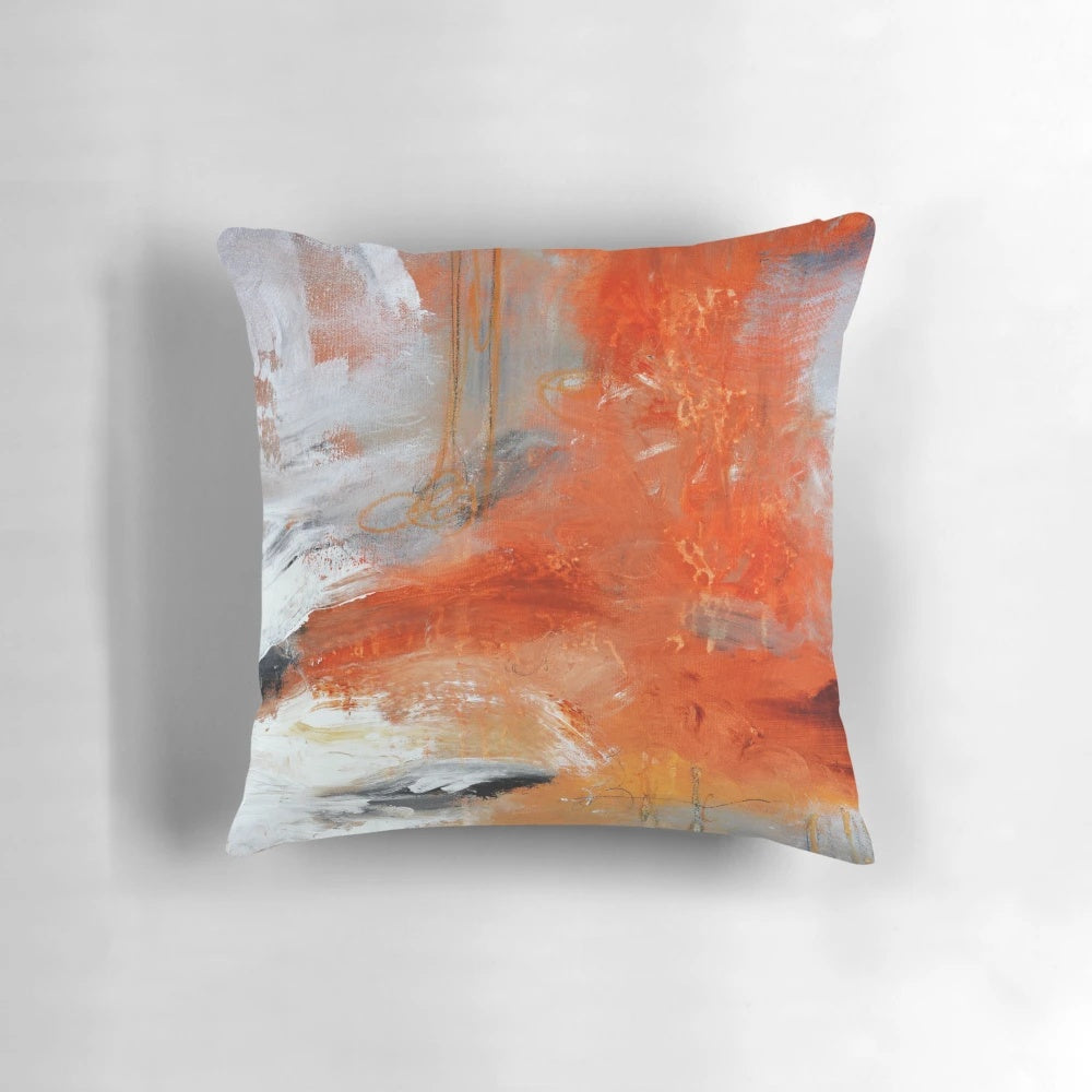 Colorful abstract art printed on a plush throw pillow