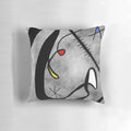 Colorful abstract art pillow with geometric shapes and Miro-inspired motifs