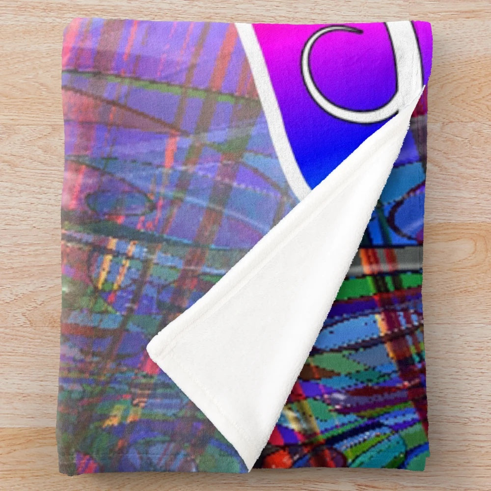 Colorful abstract art plush blanket with modern, fantasy design