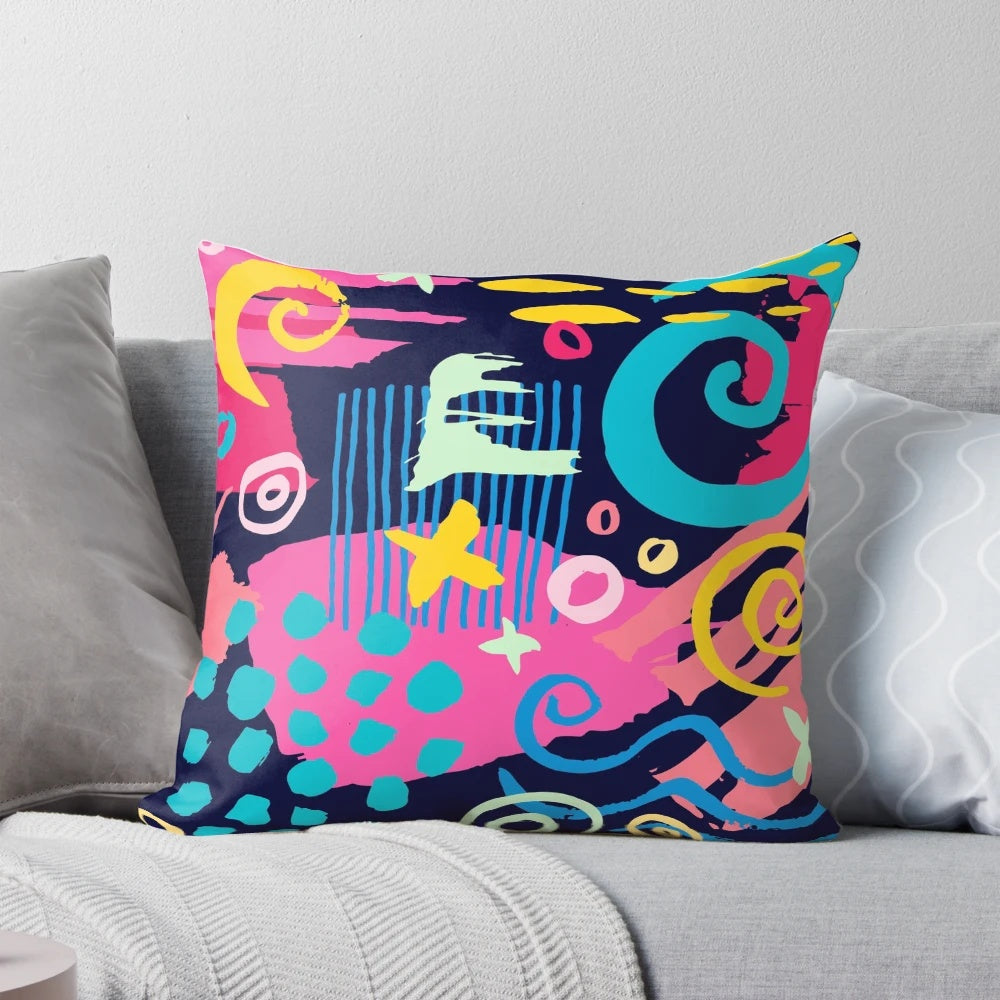 Colorful abstract art pattern decorative throw pillow for modern home decor
