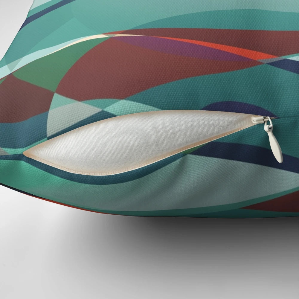 Vibrant abstract painting of a colorful bird flying freely on a throw pillow