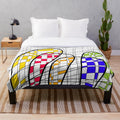Vibrant abstract color block design plush blanket