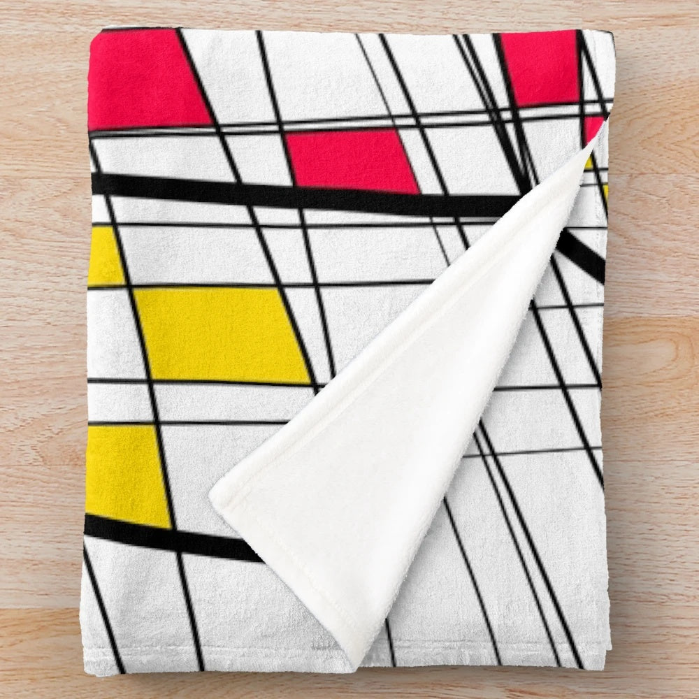 Vibrant abstract color block design plush blanket