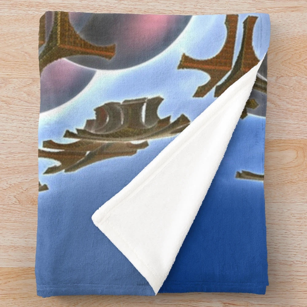 Colorful abstract cube design plush blanket