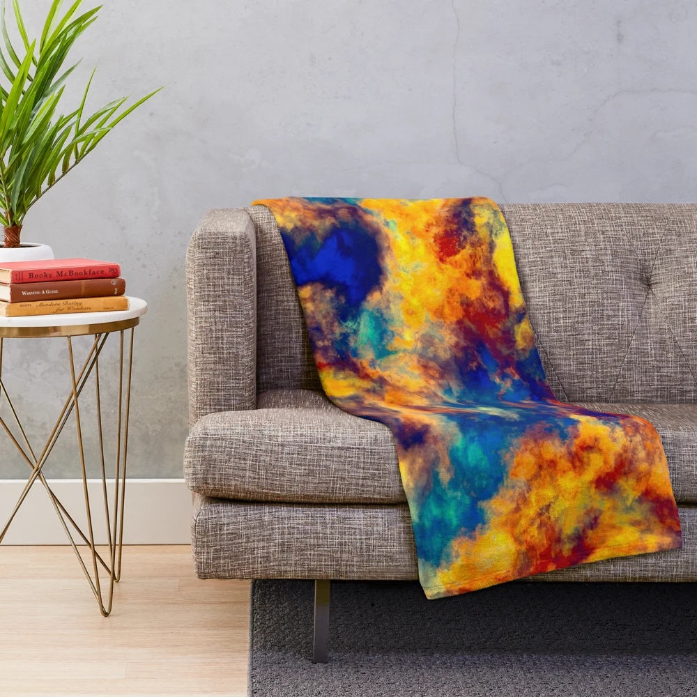 Colorful abstract patterned plush blanket