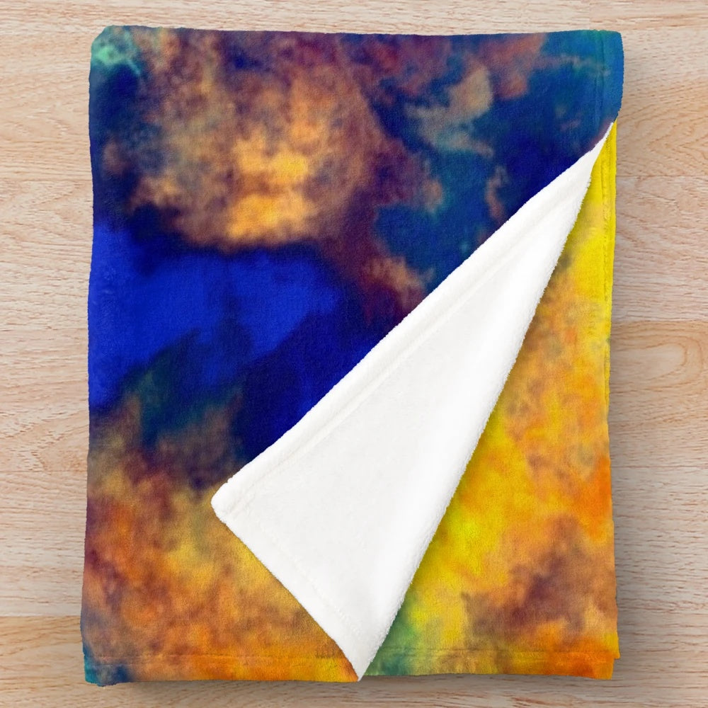Colorful abstract patterned plush blanket