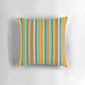 Pillow featuring a bold, abstract digital lines design in bright, vibrant colors
