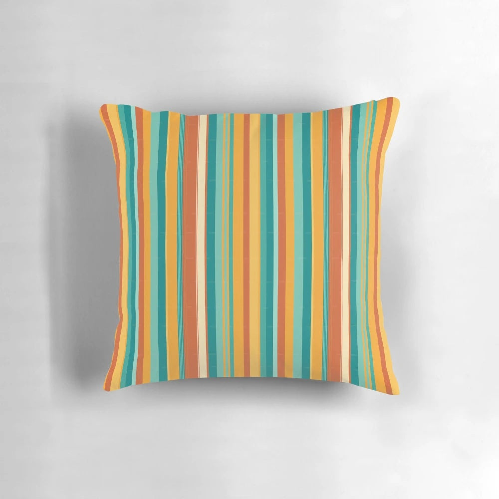Pillow featuring a bold, abstract digital lines design in bright, vibrant colors