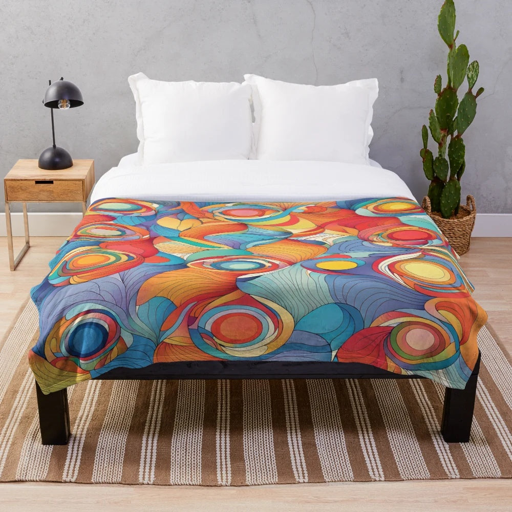 Abstract floral pattern plush blanket