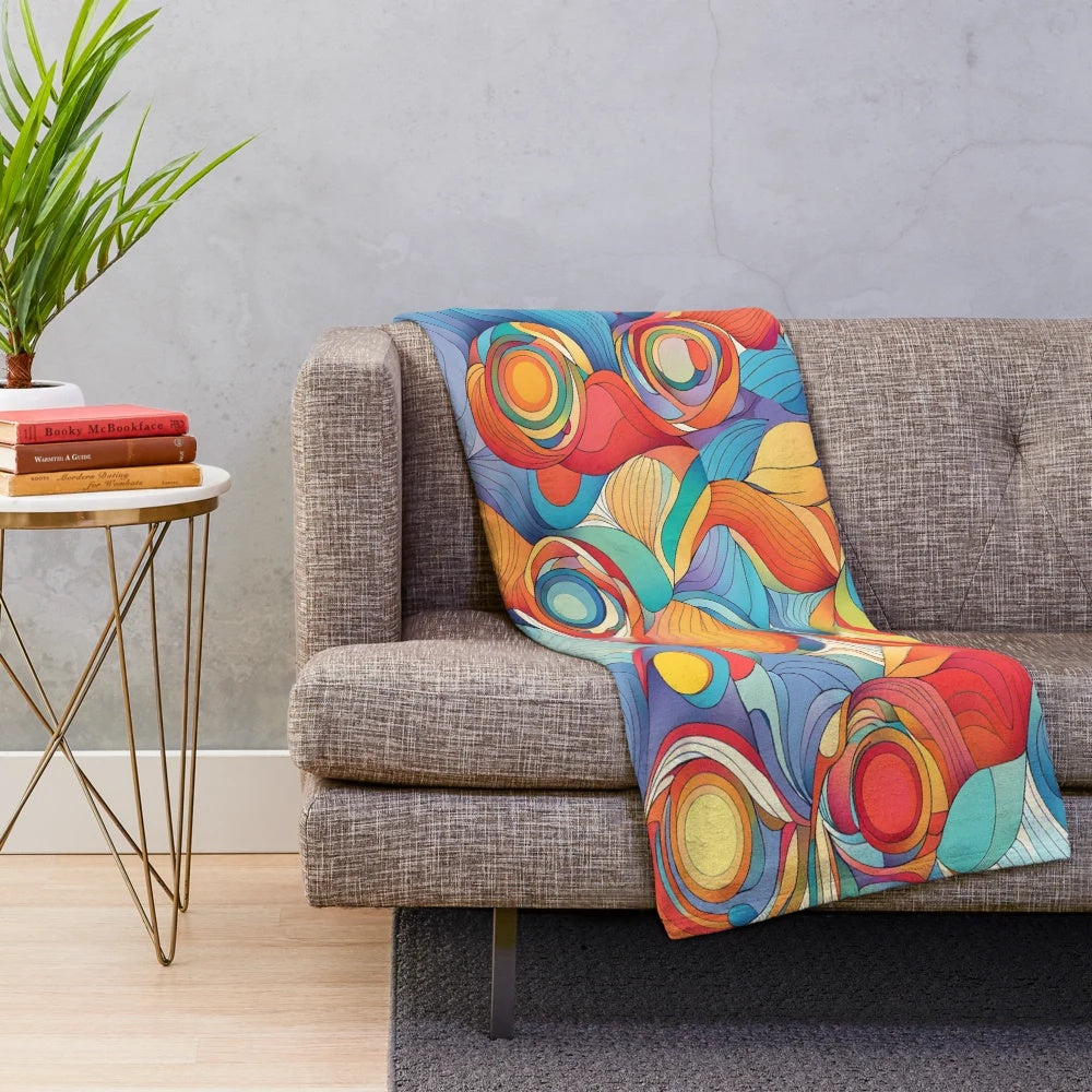 Abstract floral pattern plush blanket