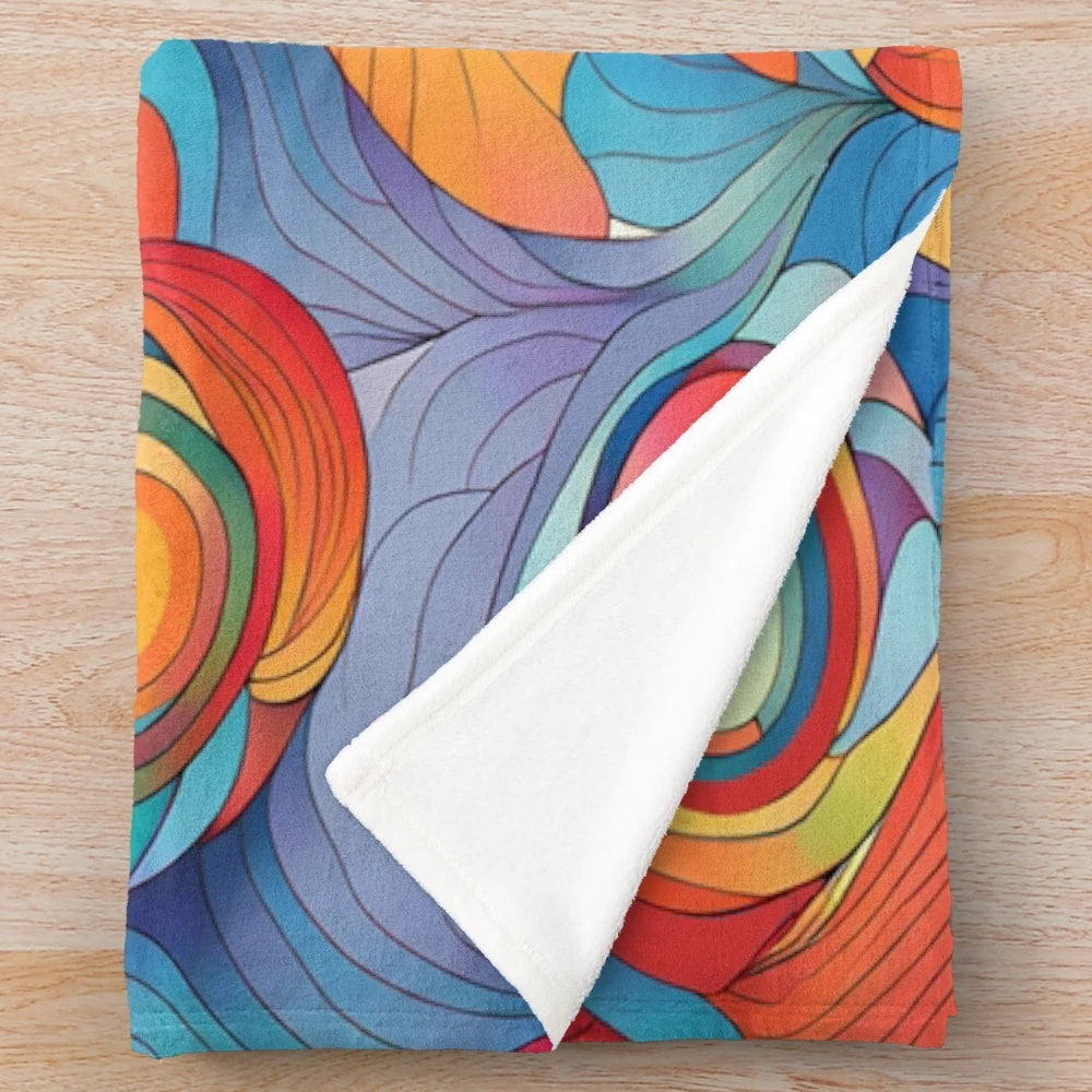 Abstract floral pattern plush blanket