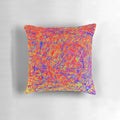 Vibrant abstract throw pillow with Jackson Pollock-inspired color splash design