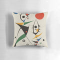 Colorful abstract accent pillow with Joan Miro-inspired surrealist design