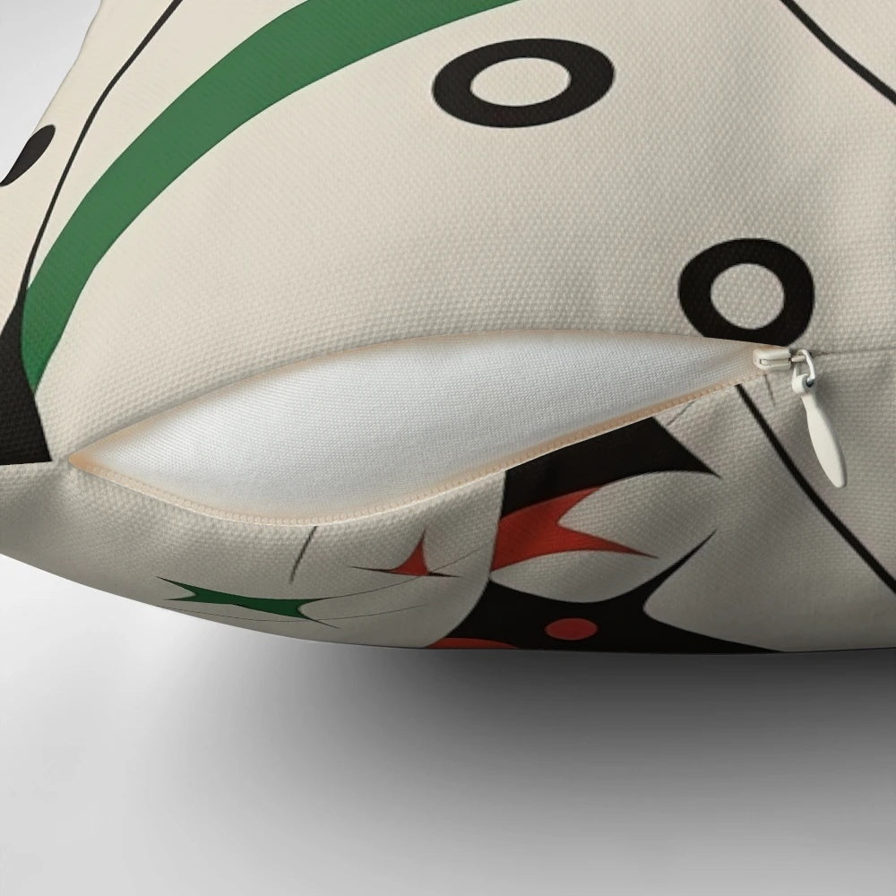 Colorful abstract accent pillow with Joan Miro-inspired surrealist design