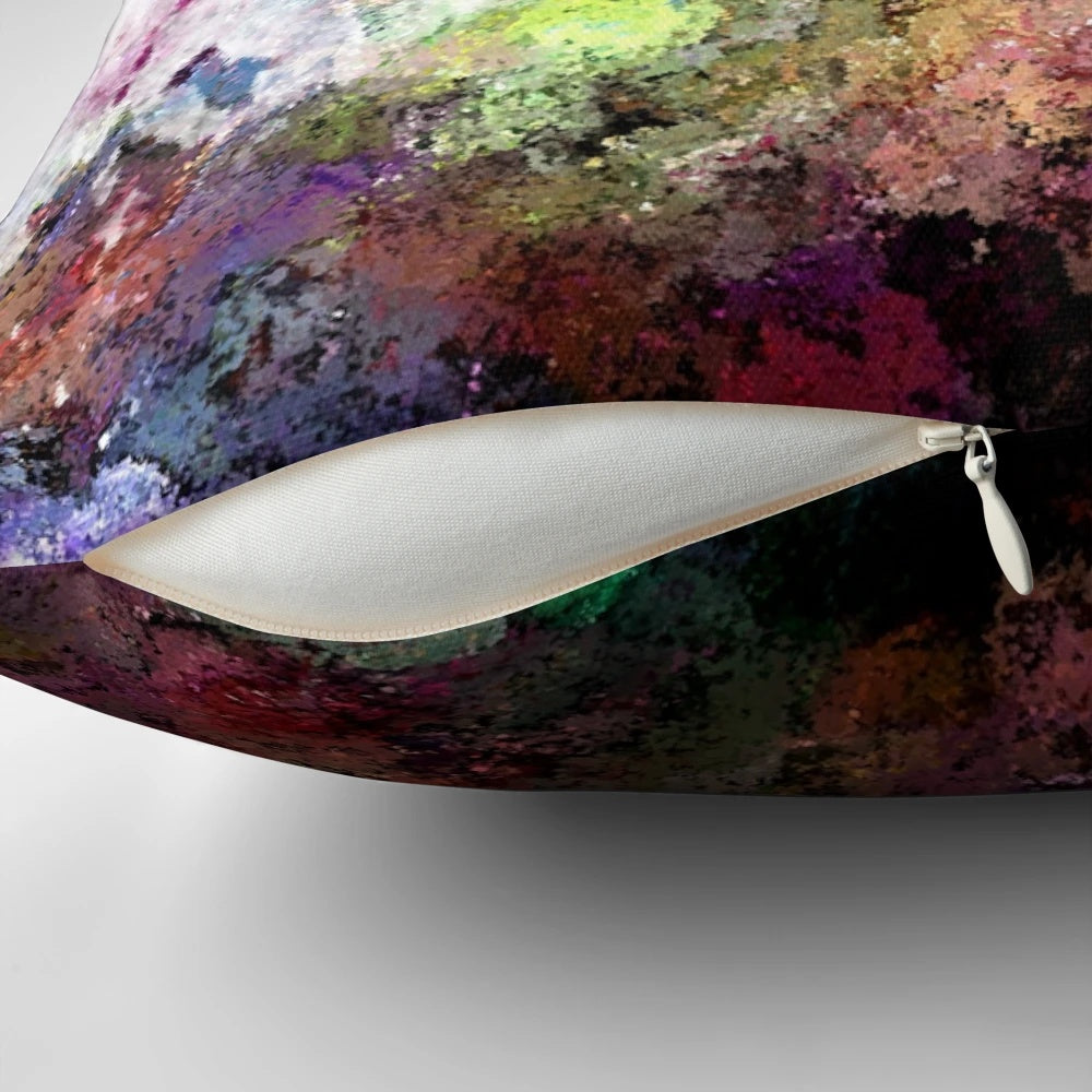 Colorful abstract paint splatter digital painting decorative throw pillow