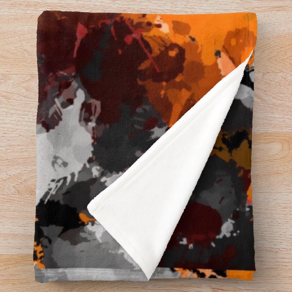 Colorful abstract paint splatter plush blanket
