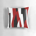 Striking abstract design in red, black and white colors