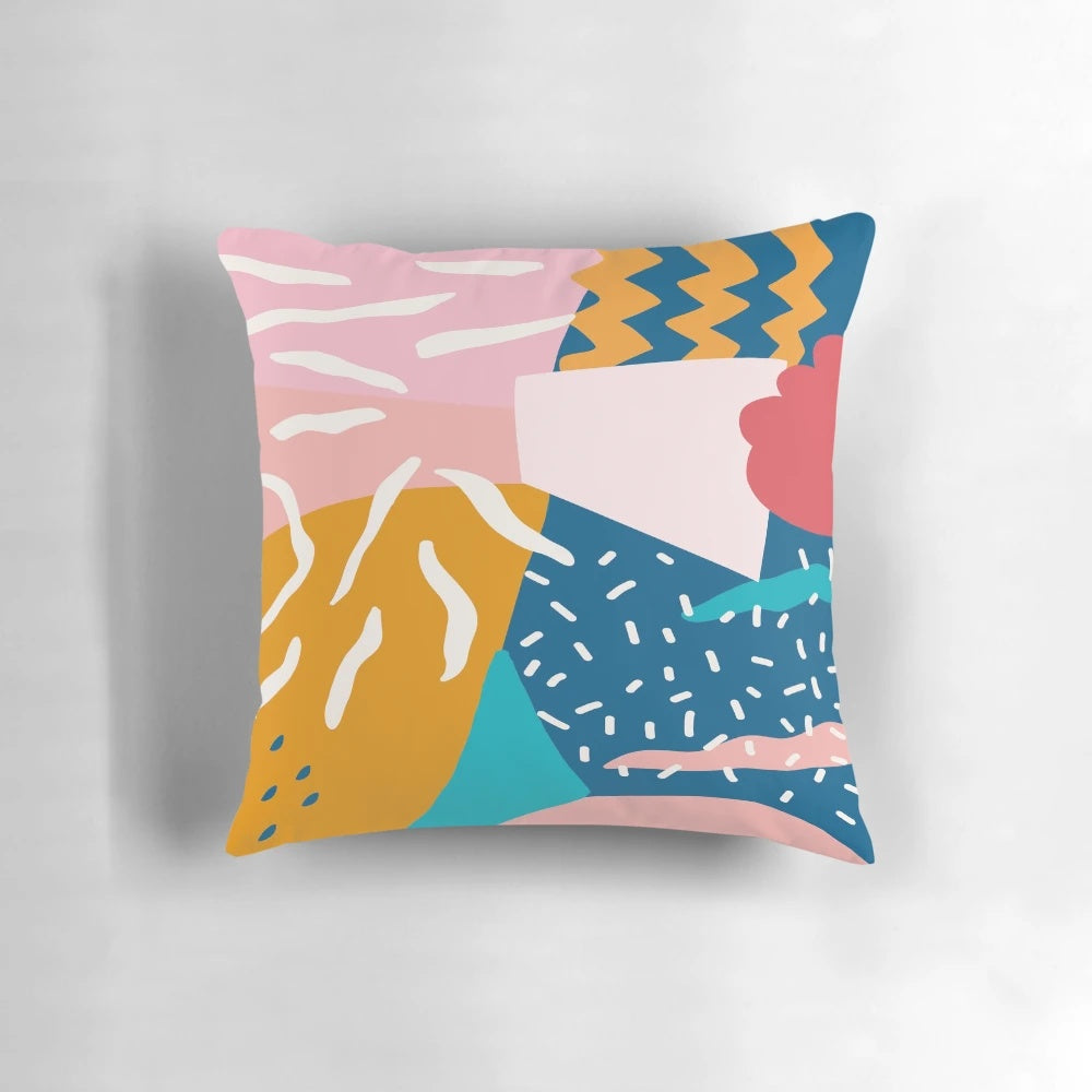 Vibrant abstract pattern decorative throw pillow with pops of color