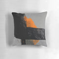 Minimal orange and black abstract pillow with textured brush strokes