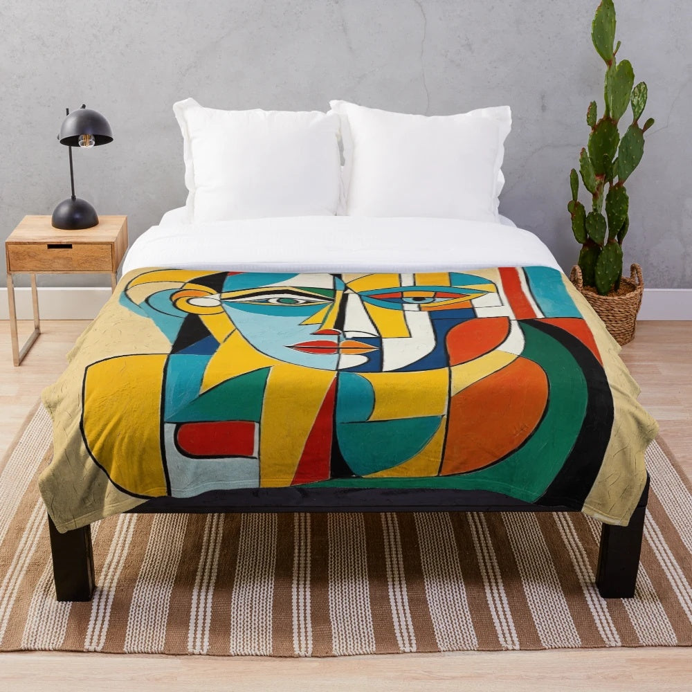 Colorful abstract pattern plush blanket for modern home