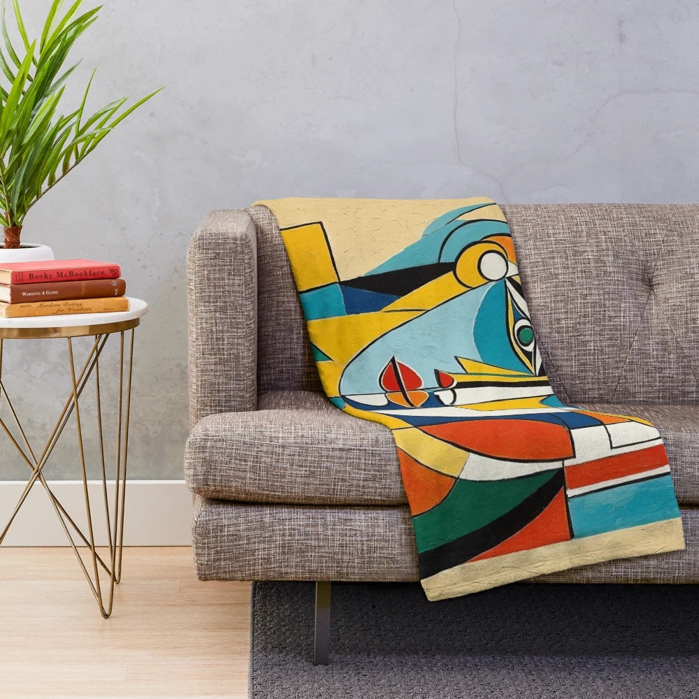 Colorful abstract pattern plush blanket for modern home
