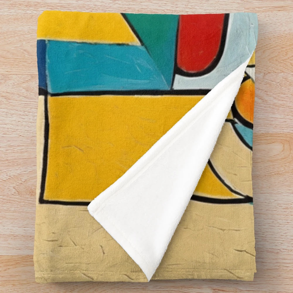 Colorful abstract pattern plush blanket for modern home