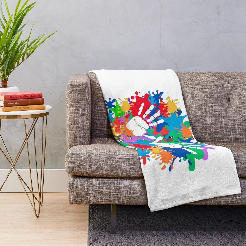 Colorful abstract hands design plush blanket