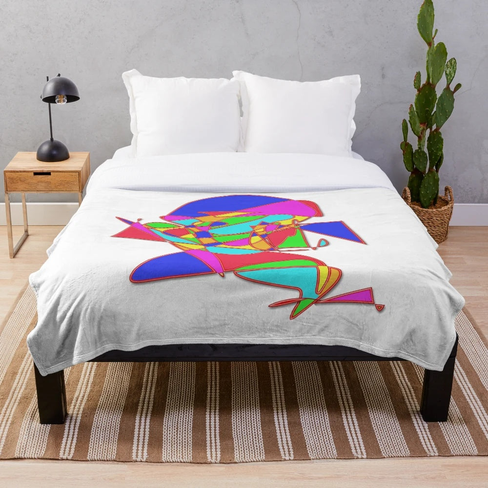 Abstract colorful plush blanket with modern artistic design