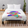 Abstract colorful plush blanket with modern artistic design