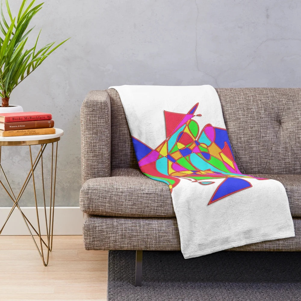 Abstract colorful plush blanket with modern artistic design