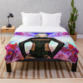 Vibrant abstract portrait of party angel on plush blanket