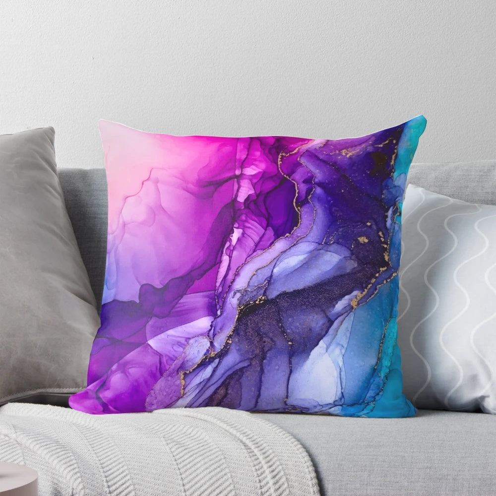 Colorful abstract rainbow pattern throw pillow