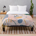 Colorful abstract shapes plush blanket for modern home