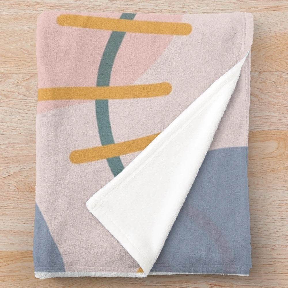 Colorful abstract shapes plush blanket for modern home