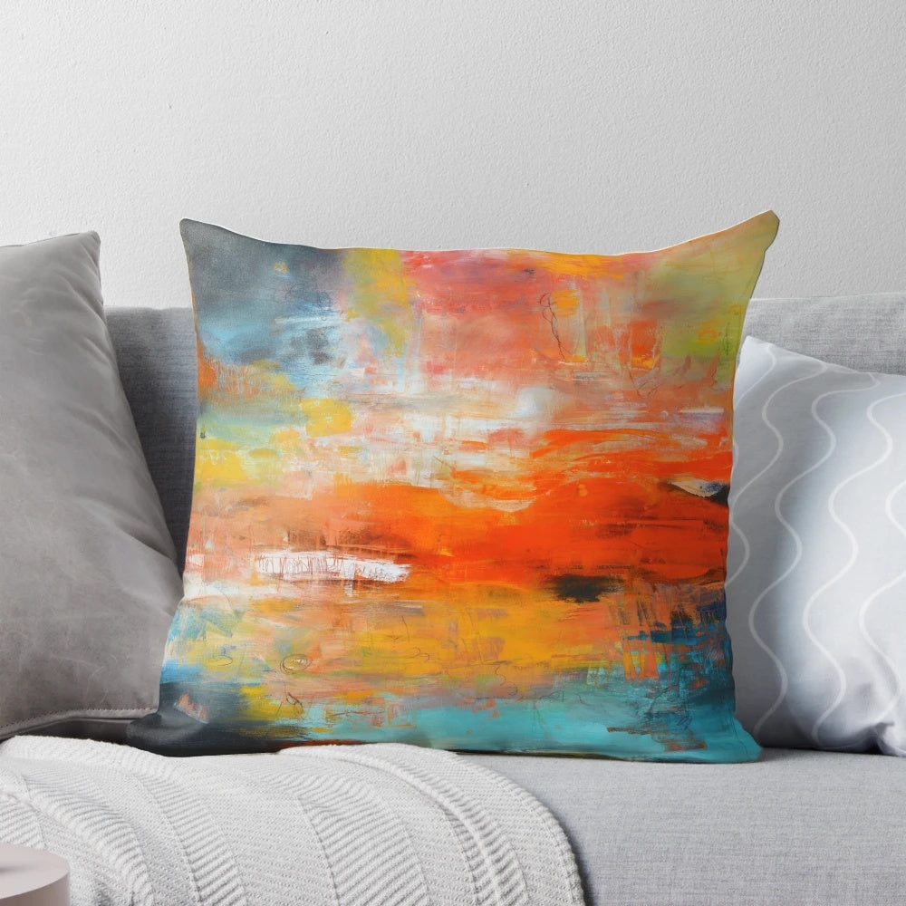 Vibrant abstract sunset landscape painting wall art