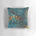 Vibrant abstract teal and gold fractal galaxy pattern decorative throw pillow