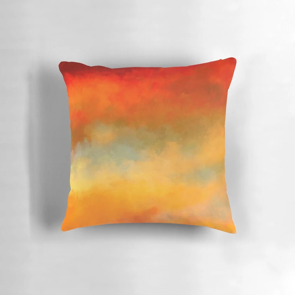 Colorful abstract design throw pillow with vibrant sunset colors