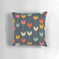 Colorful abstract tulip pattern printed on a decorative throw pillow