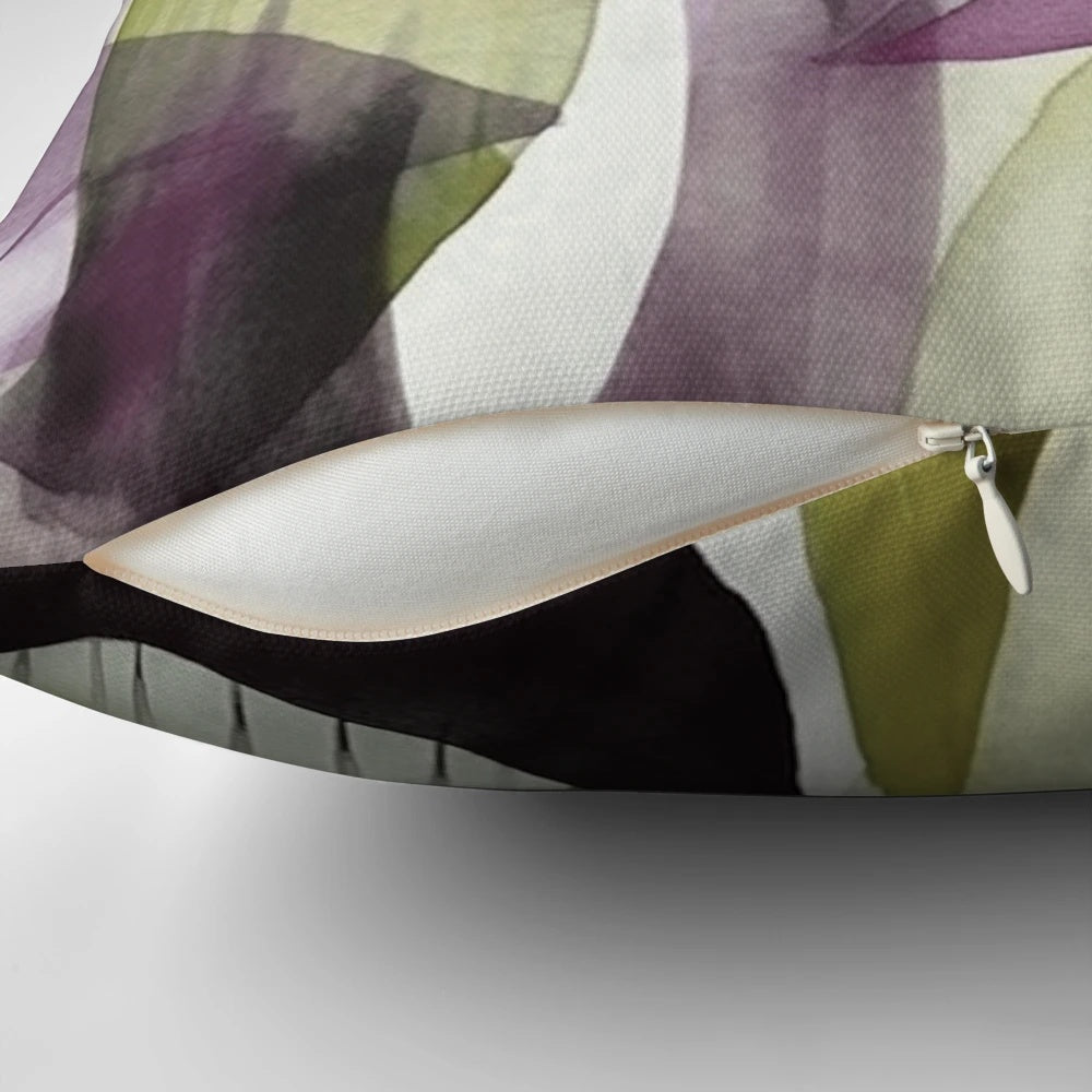 Colorful abstract watercolor pattern on a modern throw pillow for home decor