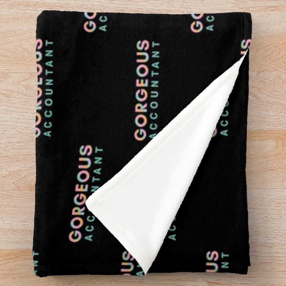 Colorful accountant plush blanket with a pastel rainbow design