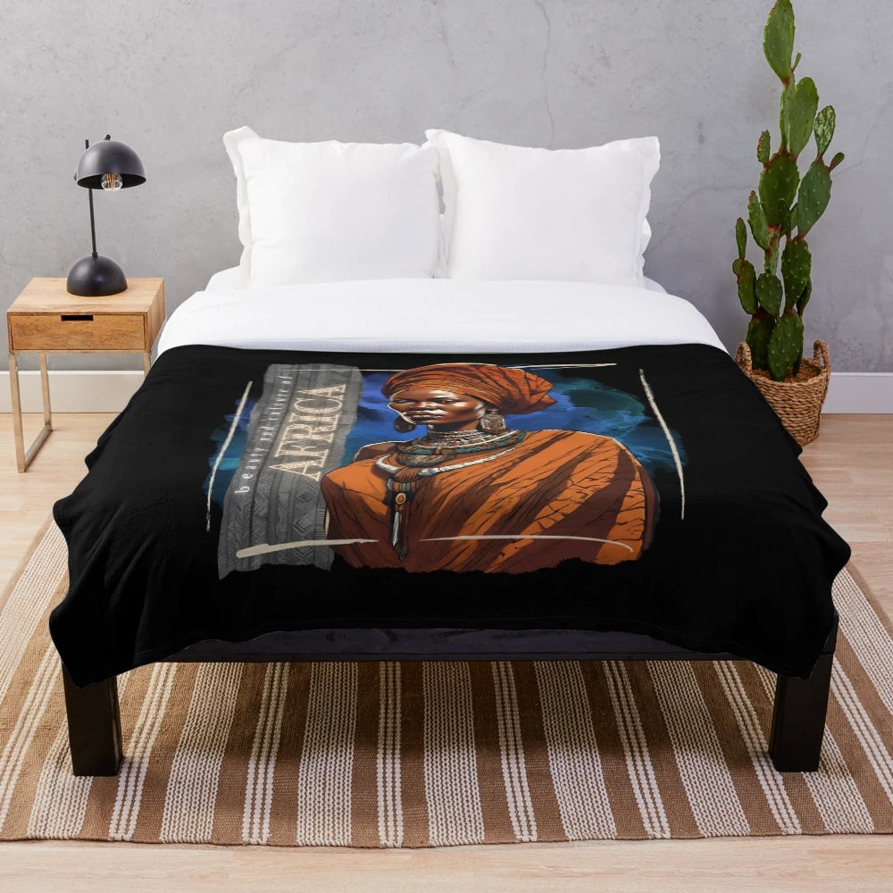 Vibrant African-inspired plush blanket with tribal patterns