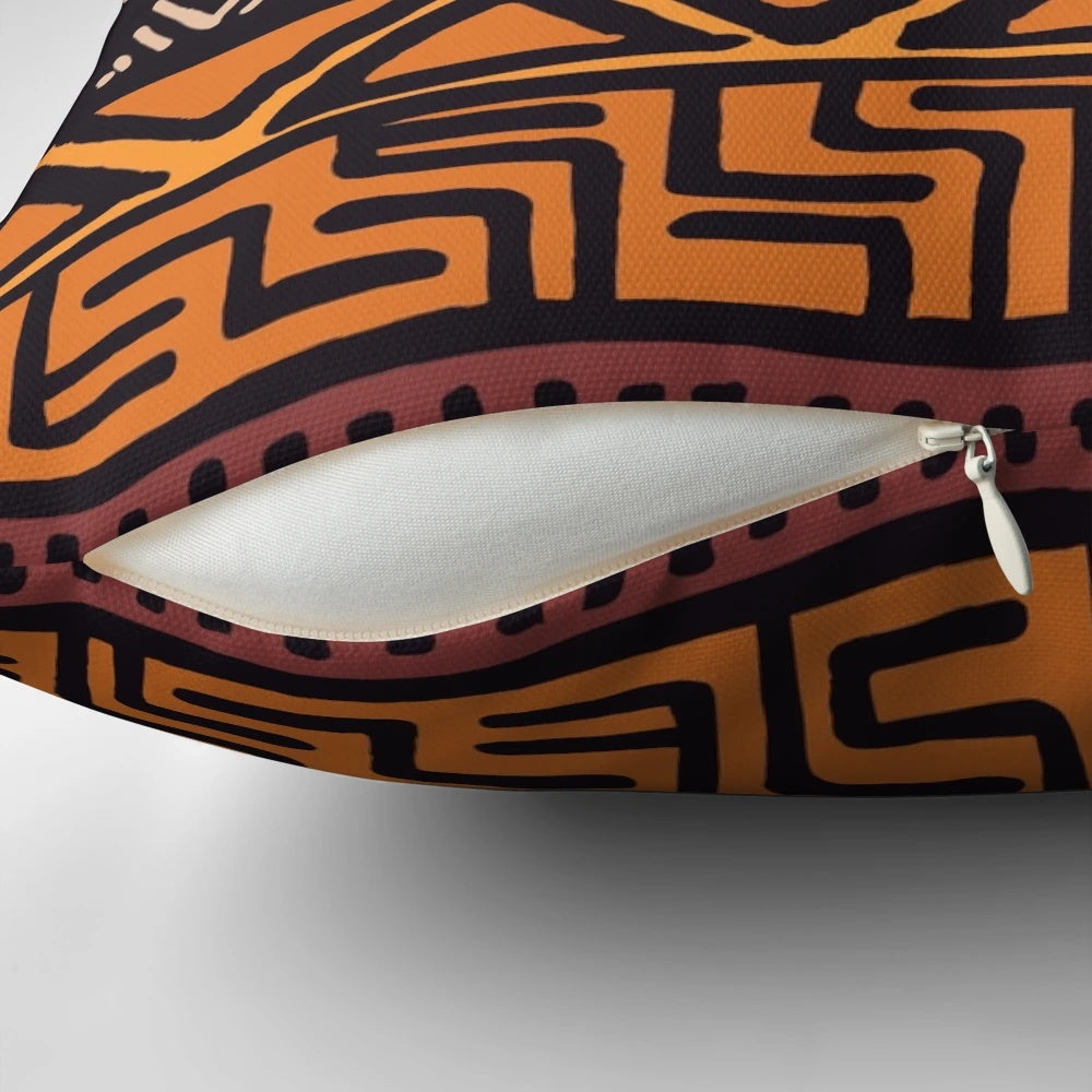 Colorful African-inspired geometric patterned decorative pillow