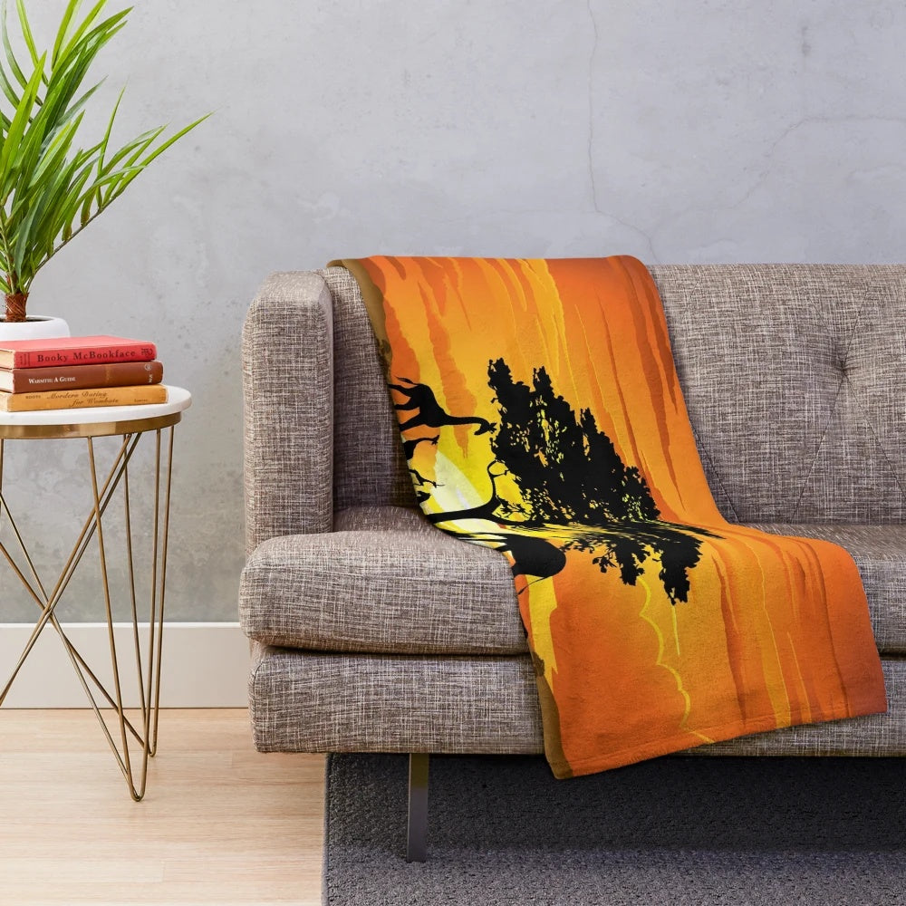 Wild animals on an African savanna sunset landscape plush blanket